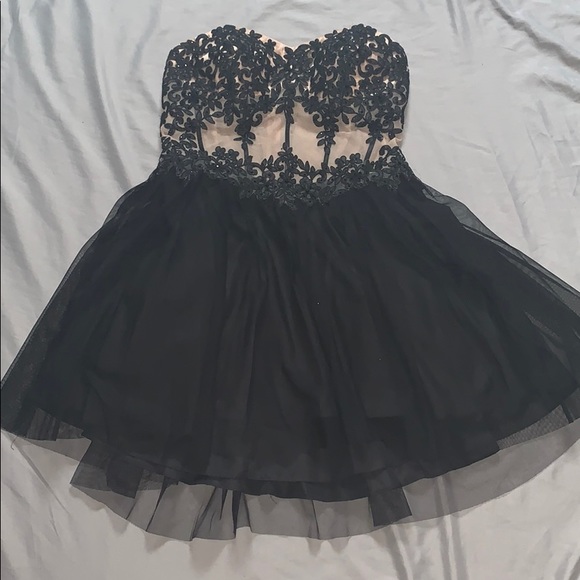Nude/Black Mesh Formal Dress - Strapless - Picture 1 of 3